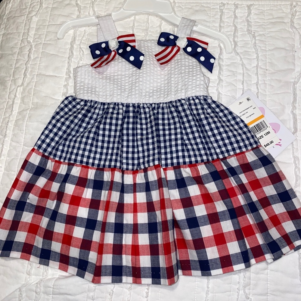 Betsy Americana Mixed Print Baby Toddler Girl 4th of July Holiday Dress